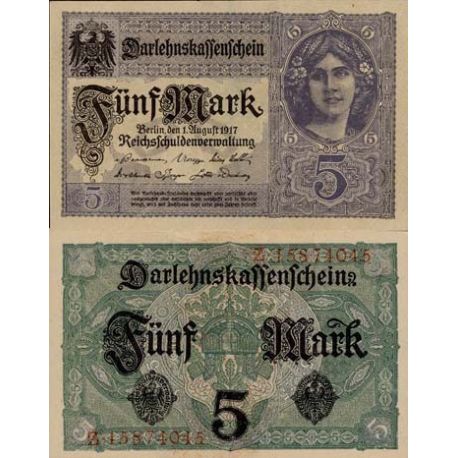 billetes para los coleccionistas Prophila Collection alemán Imperio 5 diferentes billetes de Weimar república