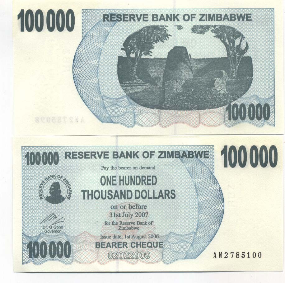 Zimbabwe 20 Dollars 2006 Unc Pick 40 Bearer Cheque 