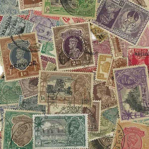 Philatelie Sammlung Sammlung Gestempelter Briefmarken Indien Englisch