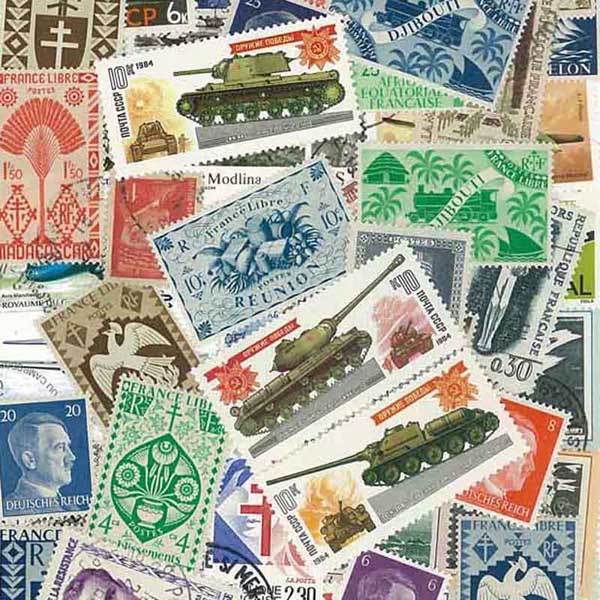 Colección de Filatelia Colección de sellos Segundo Guerra Mundial usados