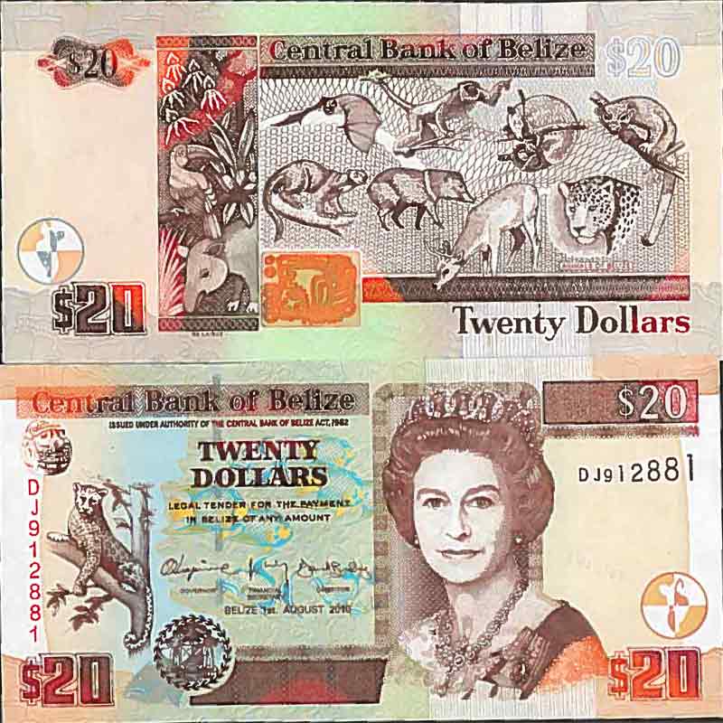 Belize Dated 01.01.2017. P#69 20 Belize Dollars Uncirculated Banknote 