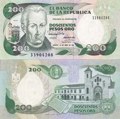 Precioso de billetes Colombia Pick número 429 - 200 Peso 1982 - La Maison  du Collectionneur