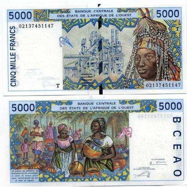 Beautiful Banknote Togo Pick Number 813 5000 Franc 1991 La Maison Du Collectionneur